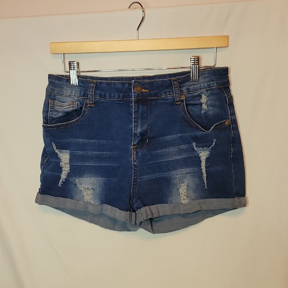 Denim Blue Distressed Women's Shorts